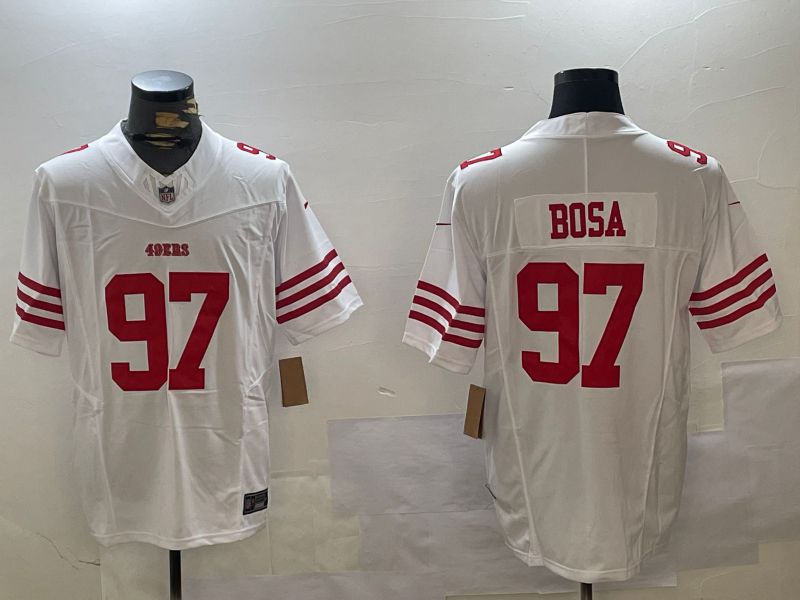 Men San Francisco 49ers #97 Bosa White three generations 2024 Nike Limited NFL Jersey style 1